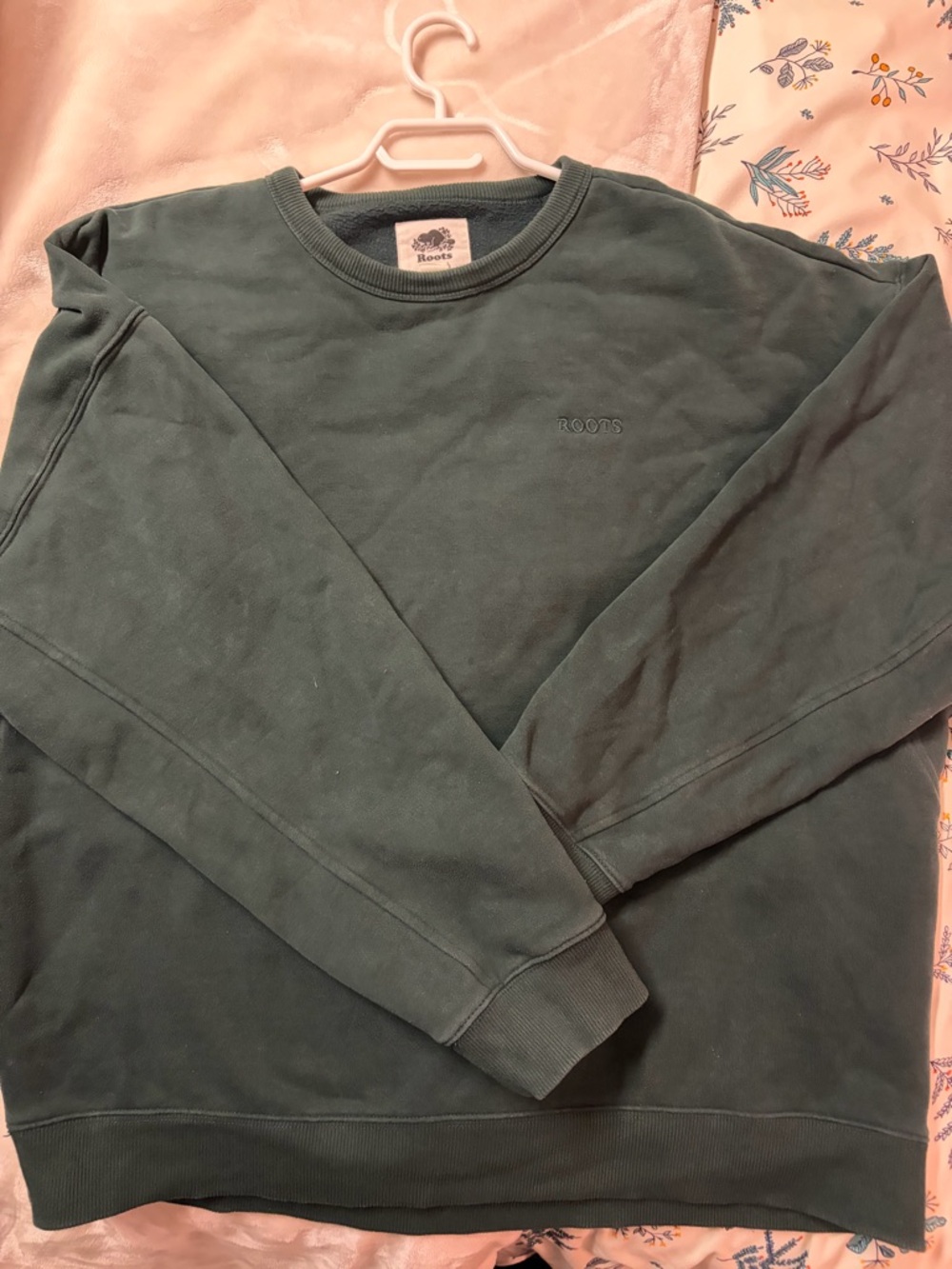 Roots Forest Green Embroidered Crewneck Sweatshirt
